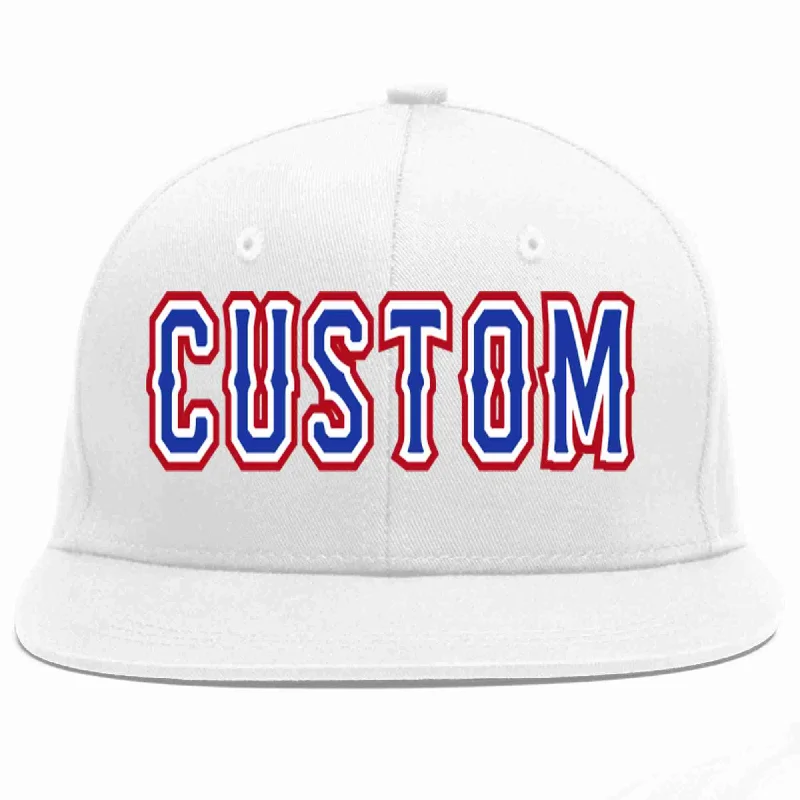 Custom Logo Baseball Cap-Custom White Royal-White Casual Sport Baseball Cap