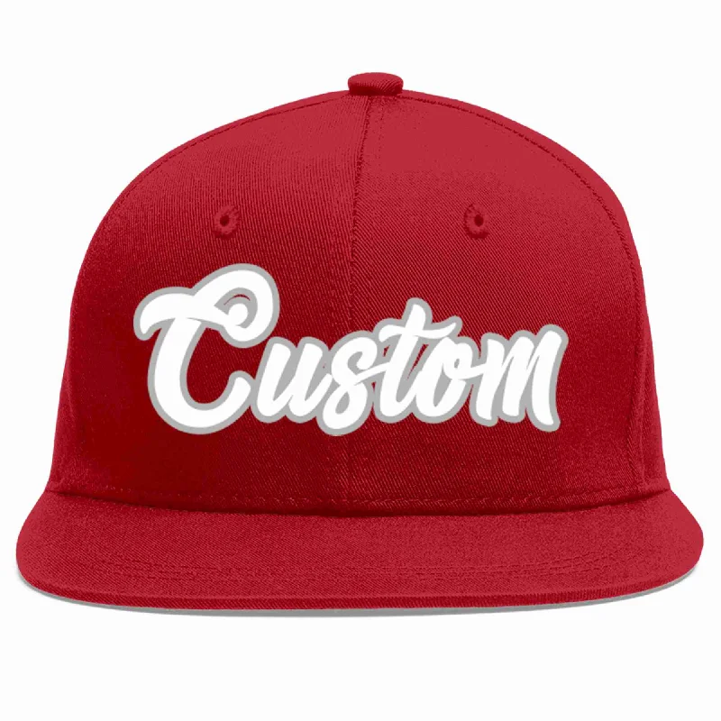 UV Protection Baseball Cap-Custom Red White-Gray Casual Sport Baseball Cap