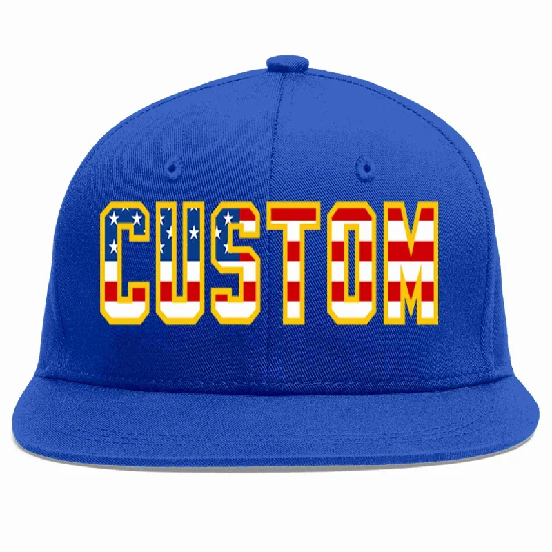 Baseball Cap with Ear Flaps-Custom Royal USA-Gold Casual Sport Baseball Cap