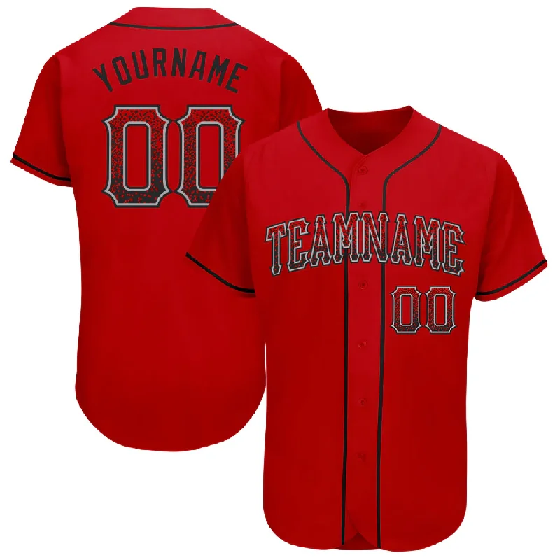 Red Baseball Jersey-Custom Red Black-Gray Authentic Drift Fashion Baseball Jersey