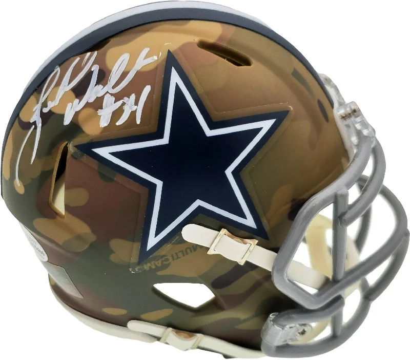 Team Logo Football Helmet-Herschel Walker Autographed Dallas Cowboys Camo Speed Mini Helmet Beckett BAS Stock #185954