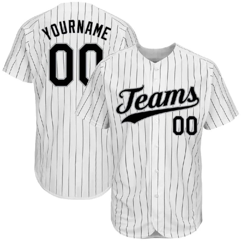 Camouflage Baseball Jersey-Custom White Black Pinstripe Black-Gray Authentic Baseball Jersey