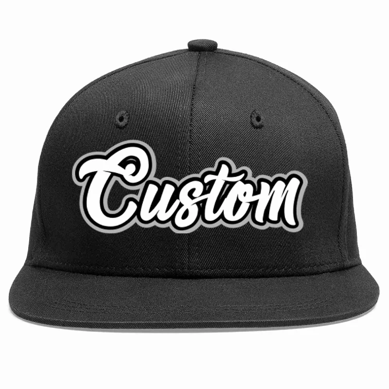 Adjustable Baseball Cap-Custom Black White-Black Casual Sport Baseball Cap