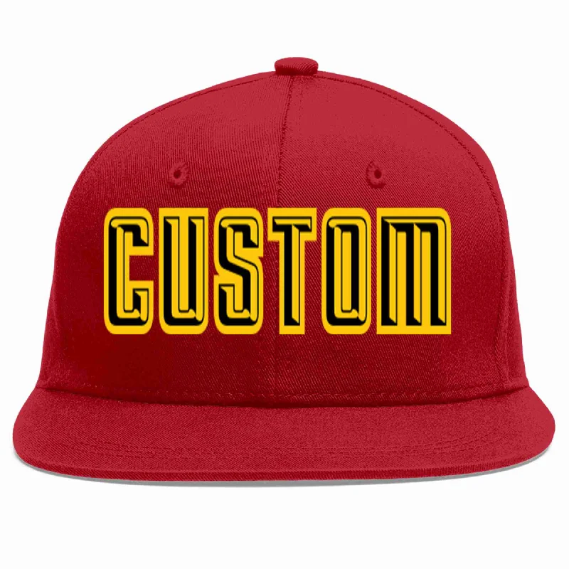 Retro Baseball Cap-Custom Red Black-Gold Casual Sport Baseball Cap