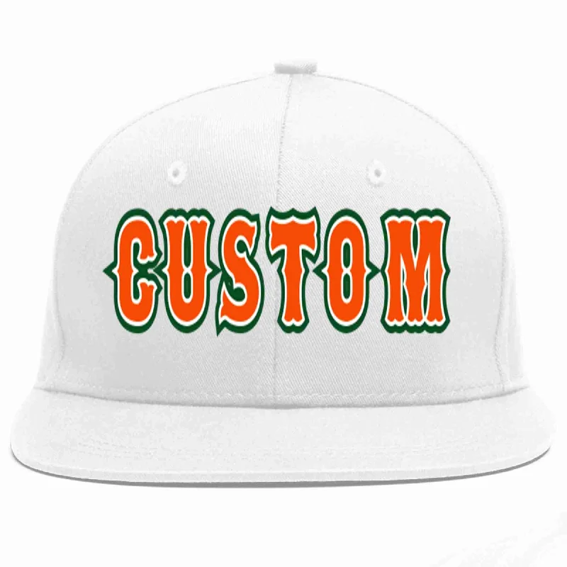 Music Band Baseball Cap-Custom White Orange-White Casual Sport Baseball Cap