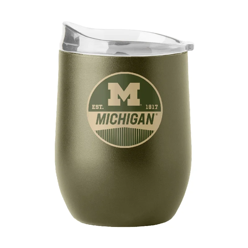 Matte Finish Team Mug-Michigan 16oz Badge Powder Coat Curved Beverage