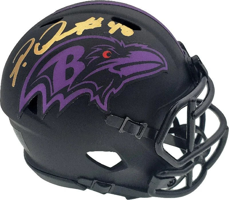 Lightweight Football Helmet-Patrick Queen Autographed Eclipse Black Baltimore Ravens Speed Mini Helmet Beckett BAS Stock #185830