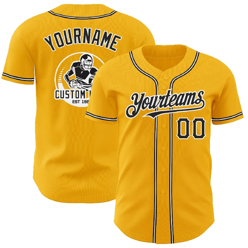 League Baseball Jersey-Custom Gold Black-White Authentic Baseball Jersey