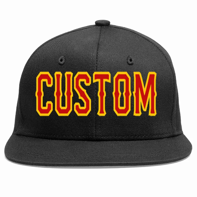 Adjustable Baseball Cap-Custom Black Red-Yellow Casual Sport Baseball Cap