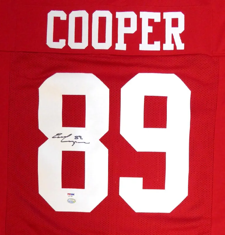 High-Tech Football Helmet-San Francisco 49ers Earl Cooper Autographed Red Jersey PSA/DNA Stock #105034