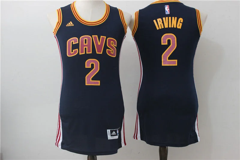 Blackout Basketball Jersey-Cavaliers 2 Kyrie Irving Navy Women Swingman Basketball Jersey