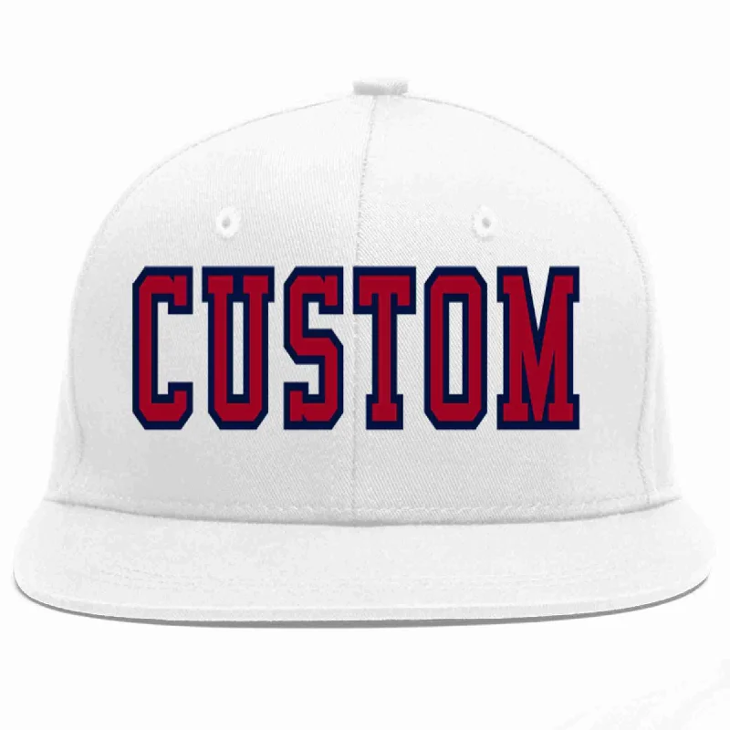 Golf Baseball Cap-Custom White Red-Navy Casual Sport Baseball Cap