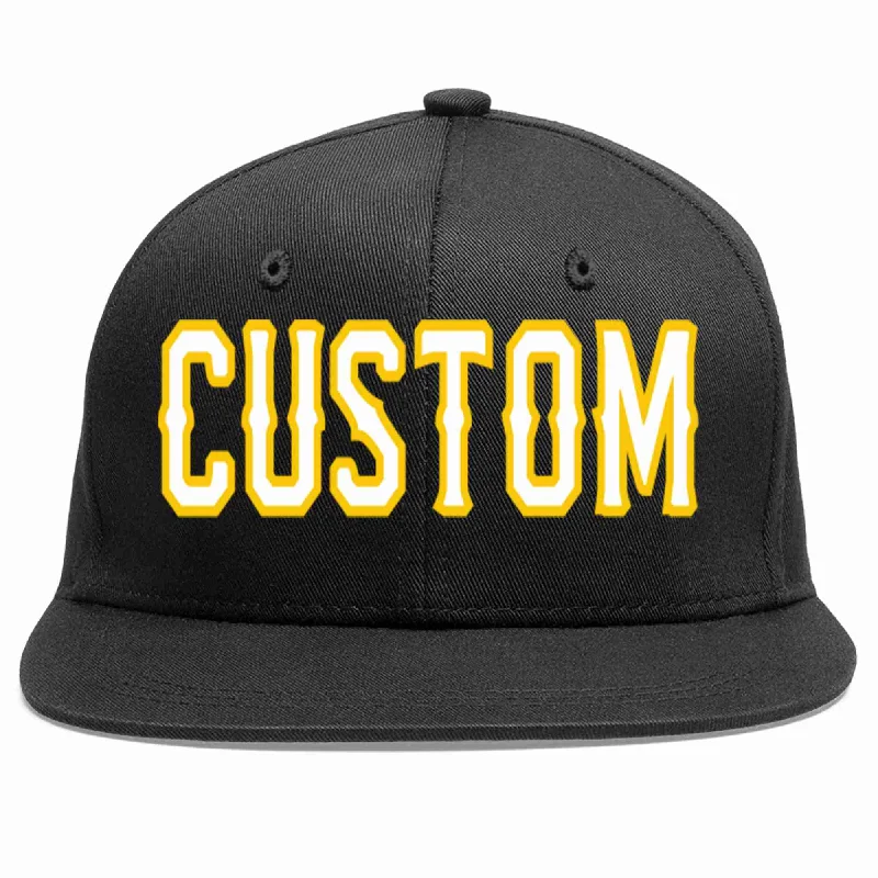 Retro Baseball Cap-Custom Black White-Gold Casual Sport Baseball Cap