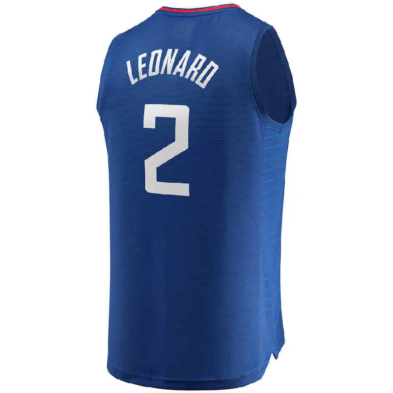 FIBA Basketball Jersey-LA.Clippers #2 Kawhi Leonard Fanatics Branded Fast Break Player Jersey Icon Edition Royal Stitched American Basketball Jersey