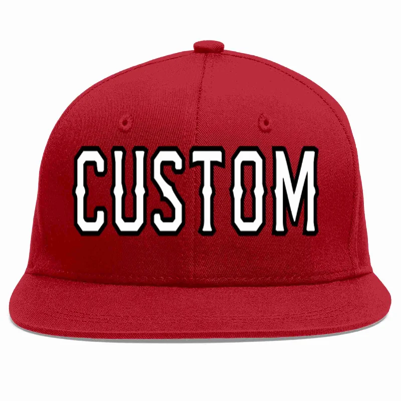 Retro Baseball Cap-Custom Red White-Black Casual Sport Baseball Cap