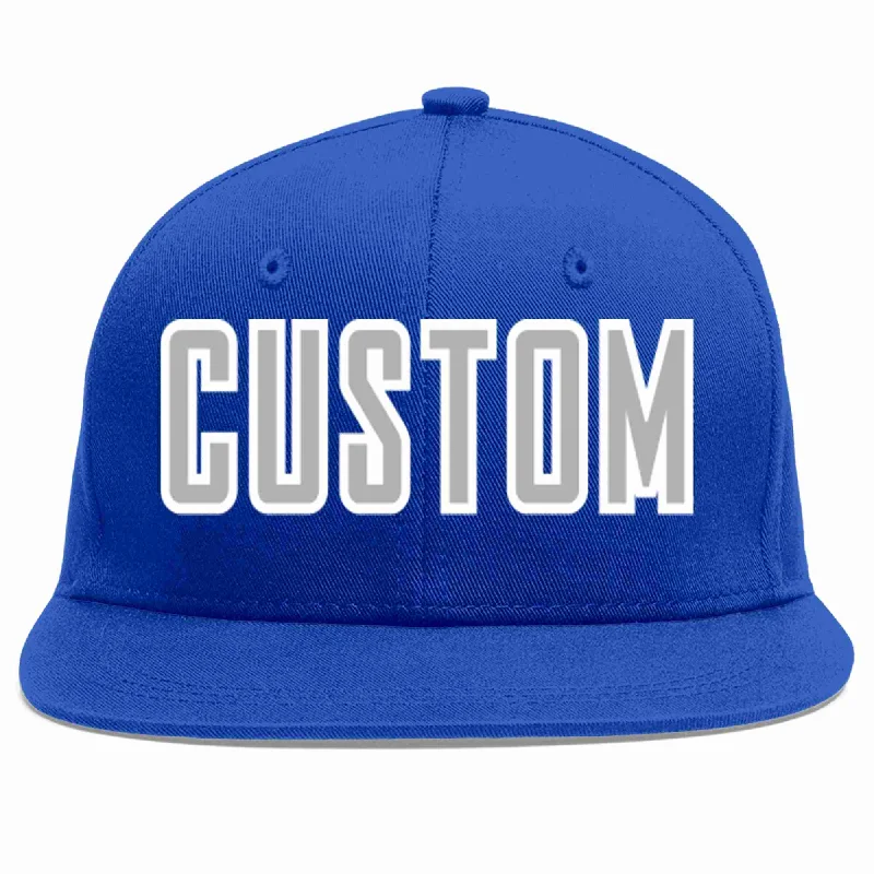 Military Baseball Cap-Custom Royal Gray-White Casual Sport Baseball Cap