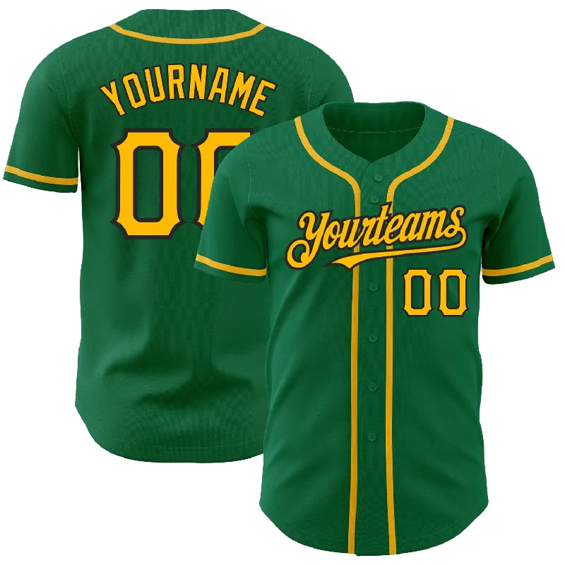 Red Baseball Jersey-Custom Kelly Green Gold-Black Authentic Baseball Jersey