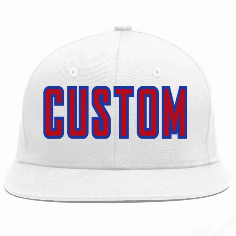 Recycled Material Baseball Cap-Custom White Red-Royal Casual Sport Baseball Cap