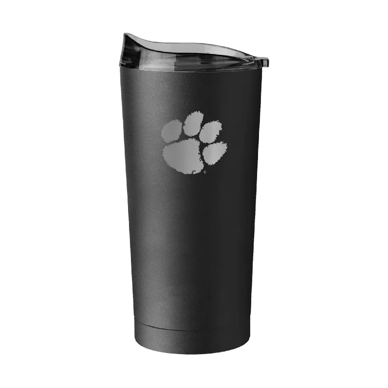 Retro Team Mug-Clemson 20oz Etch Black Powder Coat Tumbler