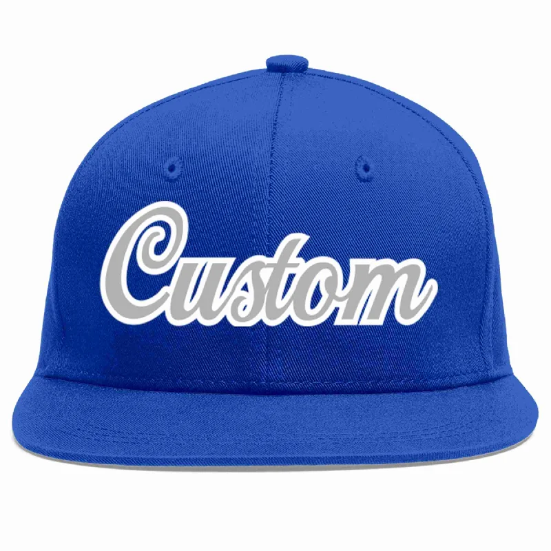 Luxury Baseball Cap-Custom Royal Gray-White Casual Sport Baseball Cap