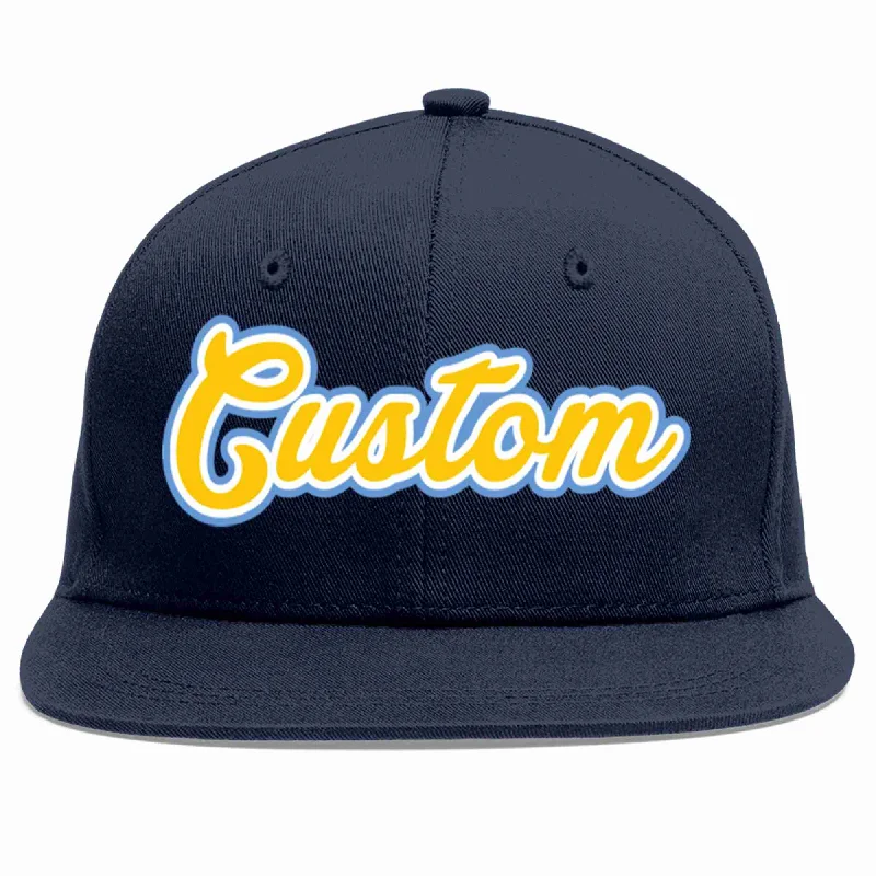 Cartoon Baseball Cap-Custom Navy Gold-White Casual Sport Baseball Cap