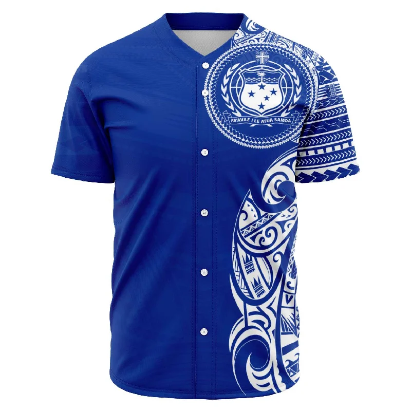 Brown Baseball Jersey-Western Samoa Baseball Jersey Blue