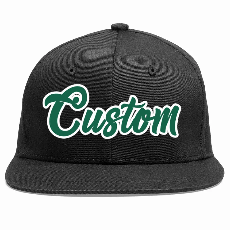 Sustainable Baseball Cap-Custom Black Kelly Green-White Casual Sport Baseball Cap