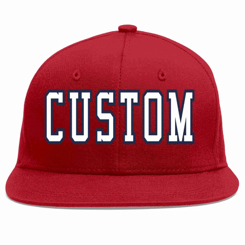 Edgy Baseball Cap-Custom Red White-Navy Casual Sport Baseball Cap