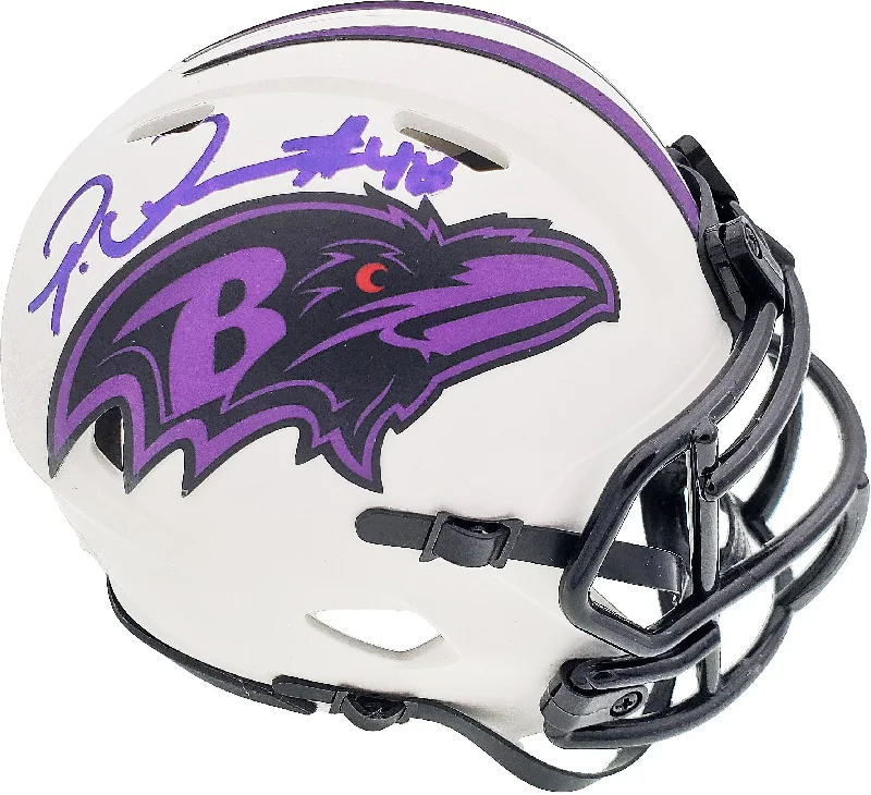 Performance Football Helmet-Patrick Queen Autographed Baltimore Ravens Lunar Eclipse White Mini Helmet Beckett BAS Stock #191550