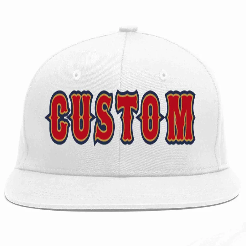 Cycling Baseball Cap-Custom White Red-Old Gold Casual Sport Baseball Cap