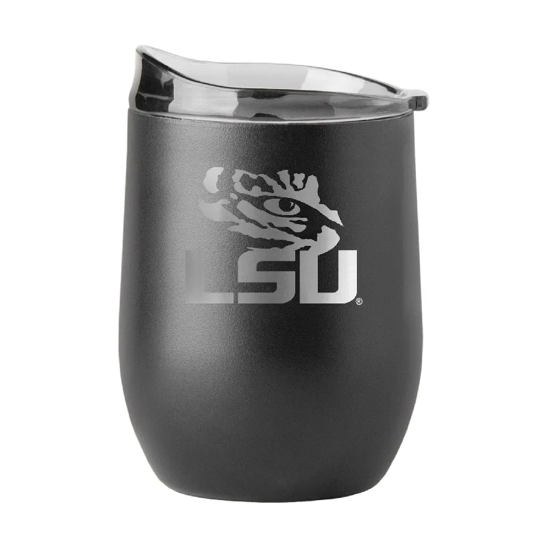 Tall Team Mug-LSU 16oz Etch Black Powder Coat Curved Beverage