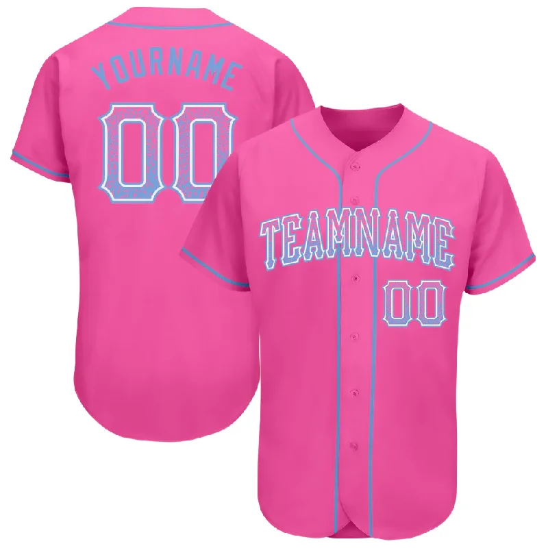 High School Baseball Jersey-Custom Pink Light Blue-White Authentic Drift Fashion Baseball Jersey