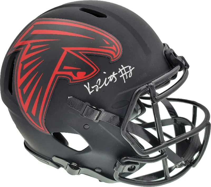 Smart Football Helmet-Kyle Pitts Autographed Atlanta Falcons Eclipse Black Full Size Authentic Speed Helmet Beckett BAS QR Stock #194412