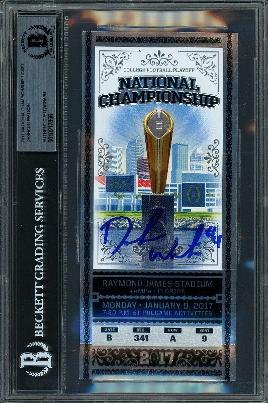 Match Football Helmet-Deshaun Watson Autographed 2017 National Championship Game Silver Ticket Clemson Tigers Beckett BAS Stock #121059