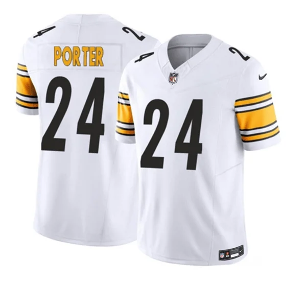 Maroon Soccer Jersey-Men's Pittsburgh Steelers #24 Joey Porter Jr. White 2023 F.U.S.E. Untouchable Limited Football Stitched Jersey