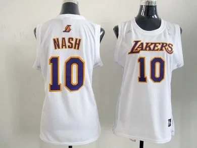 UV Protection Basketball Jersey-Lakers 10 Nash White Women Basketball Jersey