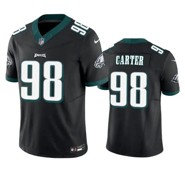 Neon Soccer Jersey-Men's Philadelphia Eagles #98 Jalen Carter Black 2023 F.U.S.E. Untouchable Football Stitched Jersey