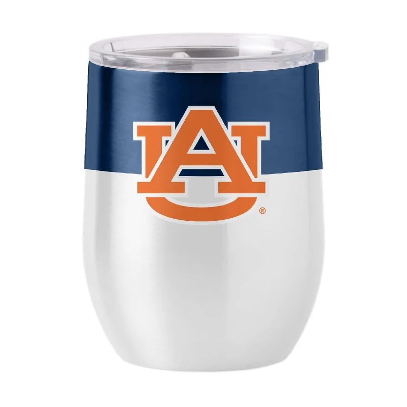 Travel Team Mug-Auburn Colorblock 16oz Stainless Curved Beverage