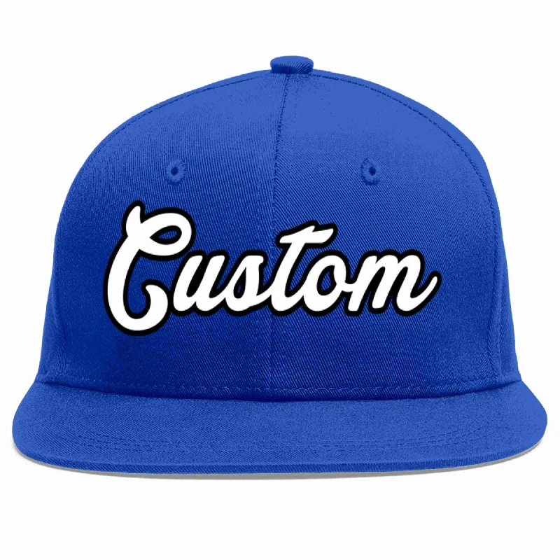 Faux Leather Baseball Cap-Custom Royal White-Black Casual Sport Baseball Cap