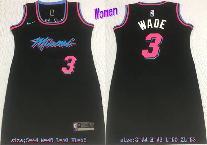 Replica Basketball Jersey-Heat 3 Dwyane Wade Black Women Swingman Basketball Jersey