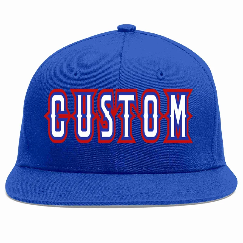 Fitted Baseball Cap-Custom Royal White-Royal Casual Sport Baseball Cap