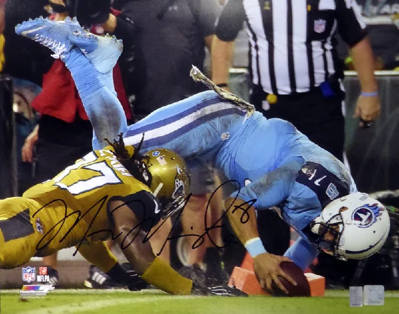 Official Football Helmet-Marcus Mariota Autographed 16x20 Photo Tennessee Titans MM Holo #01922