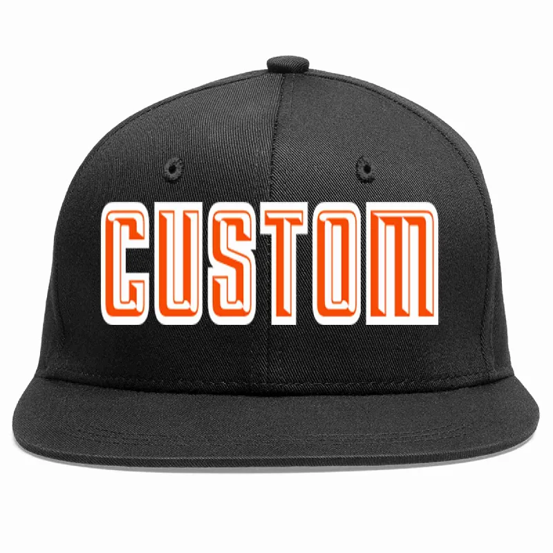 Moisture Wicking Baseball Cap-Custom Black Orange-White Casual Sport Baseball Cap