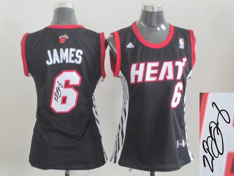 Retro Basketball Jersey-Heat 6 James Black Signature Edition Women Basketball Jerseys