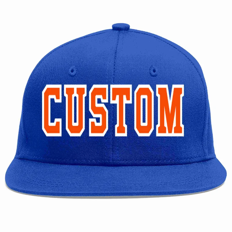 Rock Style Baseball Cap-Custom Royal Orange-White Casual Sport Baseball Cap