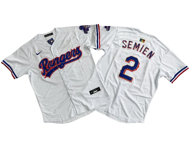 Numbered Baseball Jersey-Men's Texas Rangers 2# Marcus Semien  White 2024 Gold Collection Limited Player Jersey