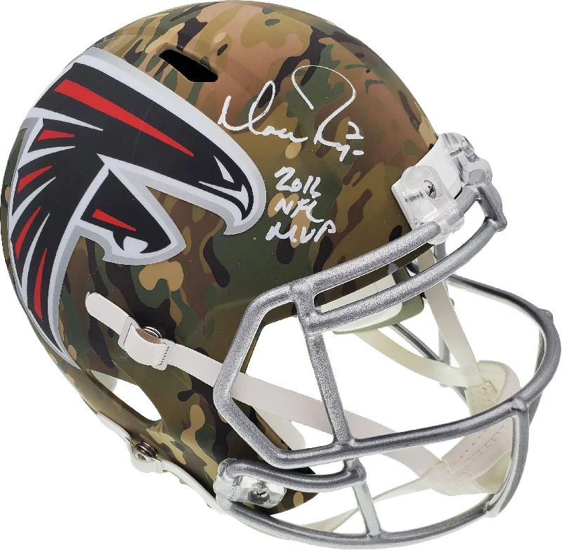 Wireless Communication Football Helmet-Matt Ryan Autographed Atlanta Falcons Camo Full Size Replica Speed Helmet "2016 NFL MVP" Beckett BAS QR Stock #194407