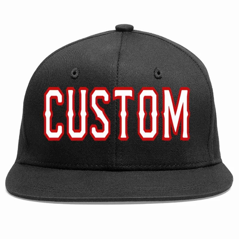 High Crown Baseball Cap-Custom Black White-Red Casual Sport Baseball Cap