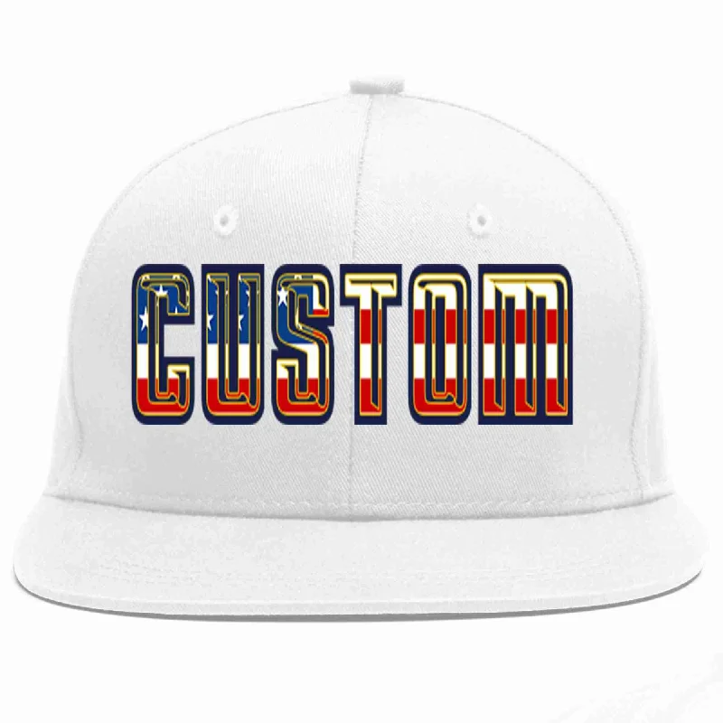 Sherpa Lined Baseball Cap-Custom White Vintage USA Flag-Gold Casual Sport Baseball Cap