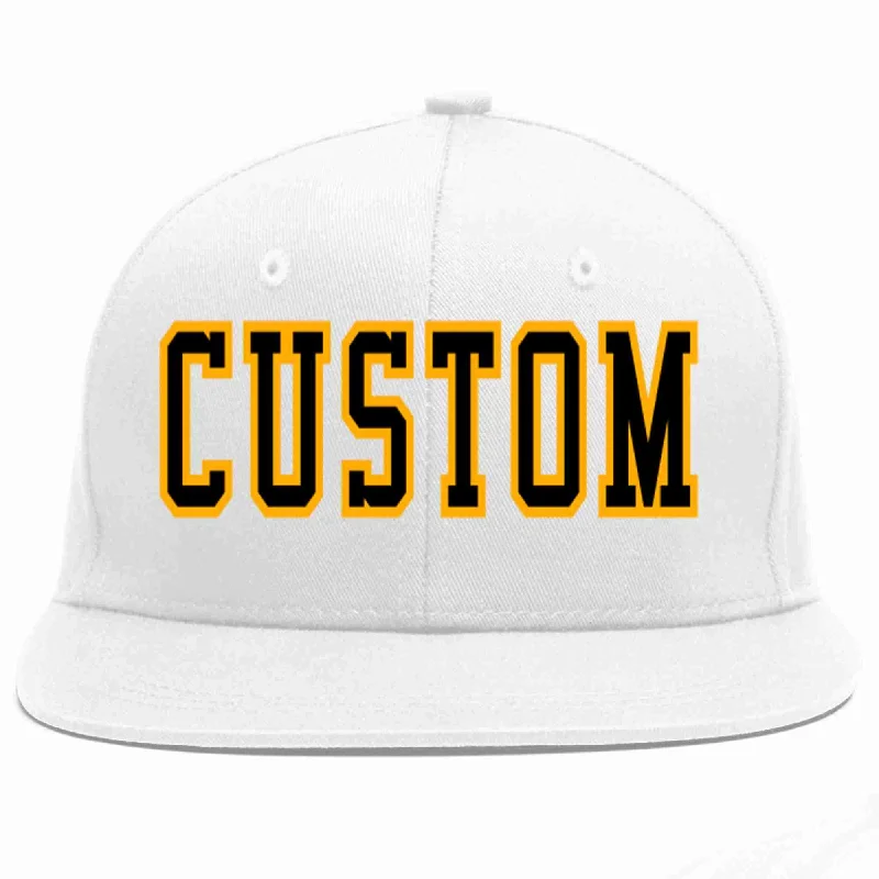 Football Team Baseball Cap-Custom White Black-Yellow Casual Sport Baseball Cap